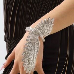 Silver Soaring Eagle Hinged Statement Cuff /Bracelet